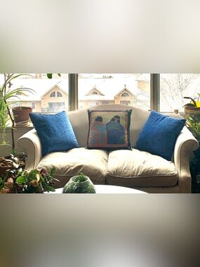 Set of 2 Blue 18” Pillow Covers Brawarm Brand Velvety
